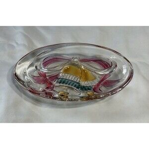 Vintage Oval Candy / Nut Christmas Holiday Bell Dish  Crystal